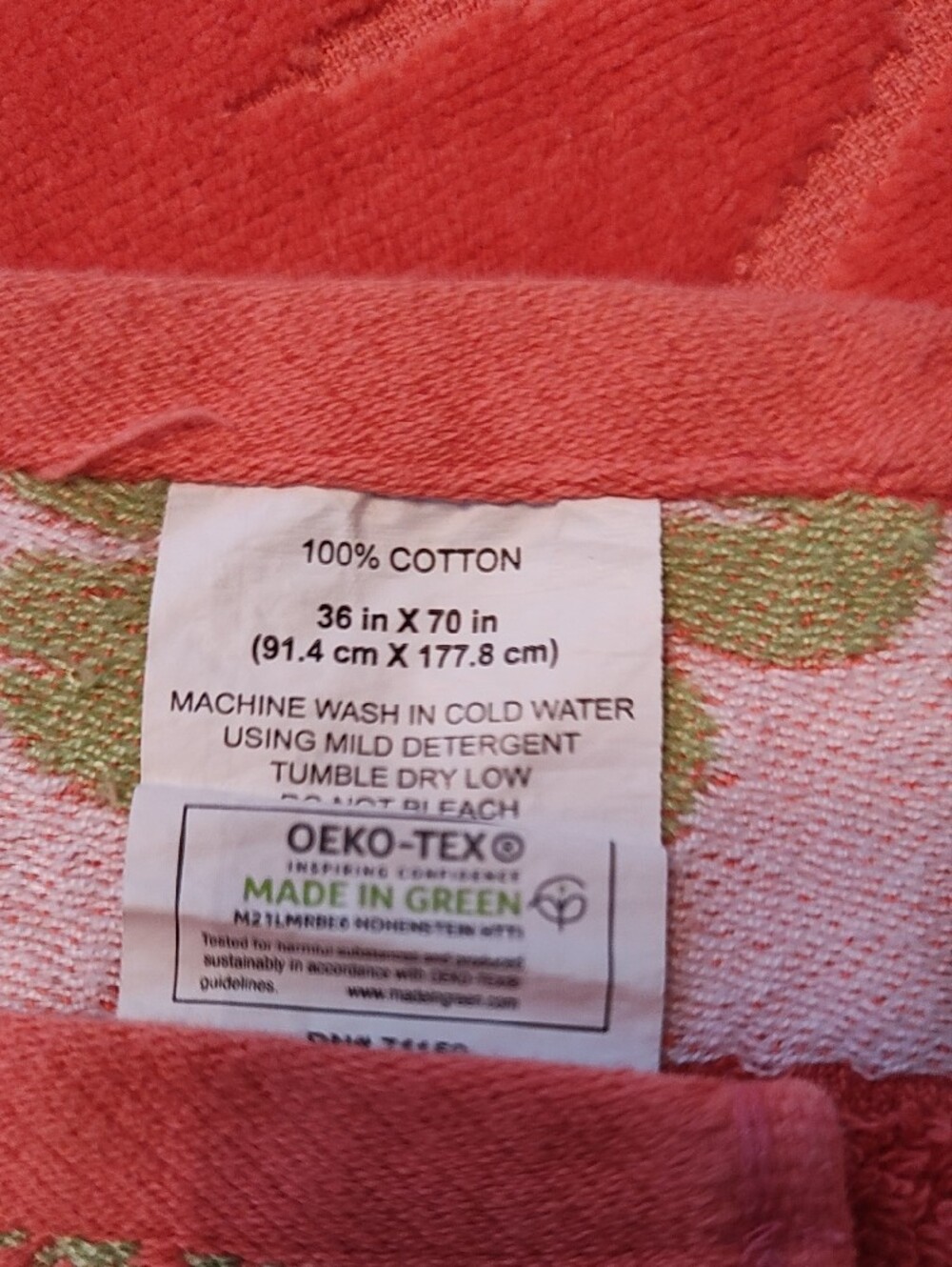 Hibiscus Jacquard Beach Towel - Vibrant Coral Orange - Picture 2 of 4